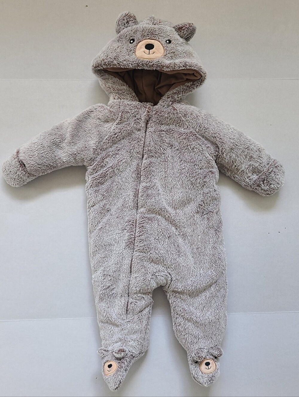 Koala Baby Infant One Piece Faux Fur 3-6 Mo Teddy Bear Pram Snowsuit Brown
